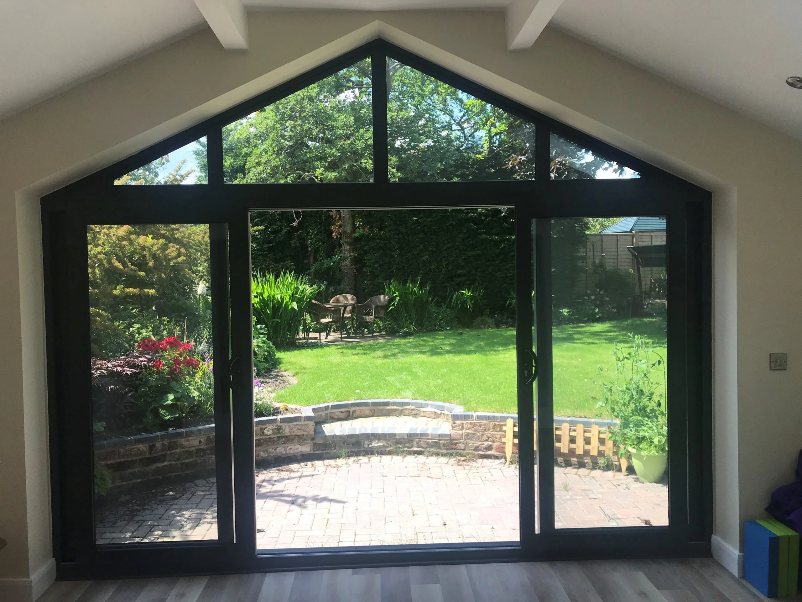 door to garage conversion overlooking garden